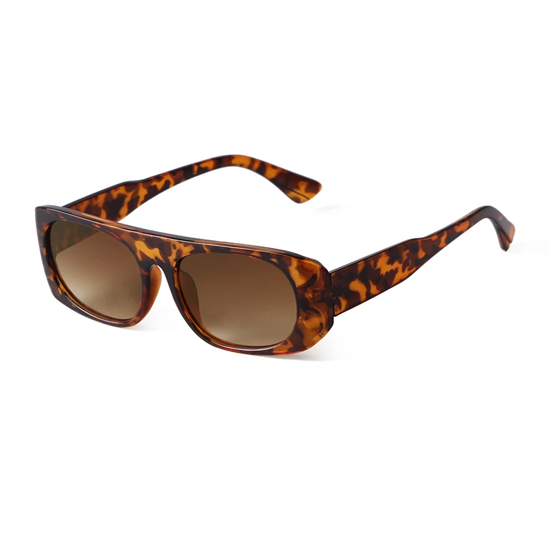 ADE WU STY4401D Flat Top Retro Sunglasses Women Rectangle Eyewear Tawny Frame Blue Lens UV400 Sun Glasses