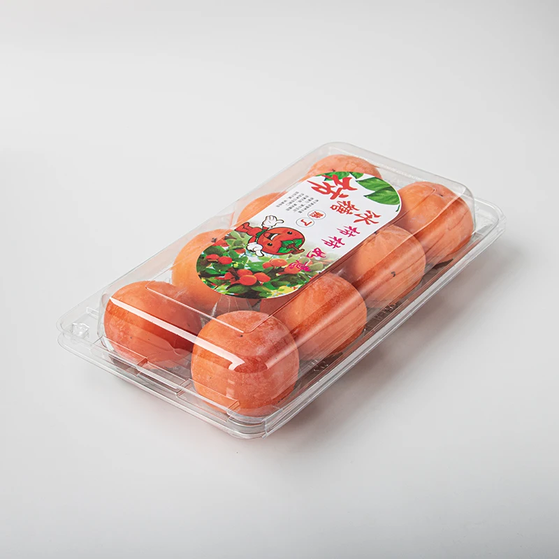 High-grade fruit packing container transparent persimmon crisper thickened plastic fruit  container with lid