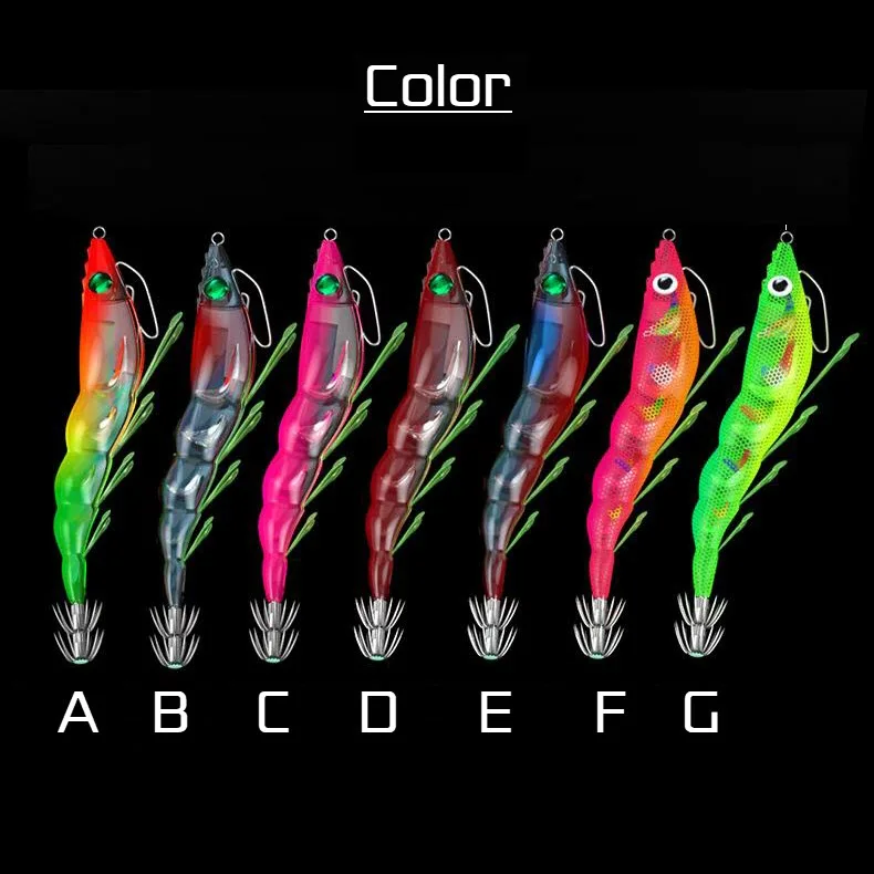 Wooden Shrimp Glow Squid Jigs 13cm Shrimp Lure for Luminous Squid Jig Artificial Cuttlefish Wood Shrimp lure