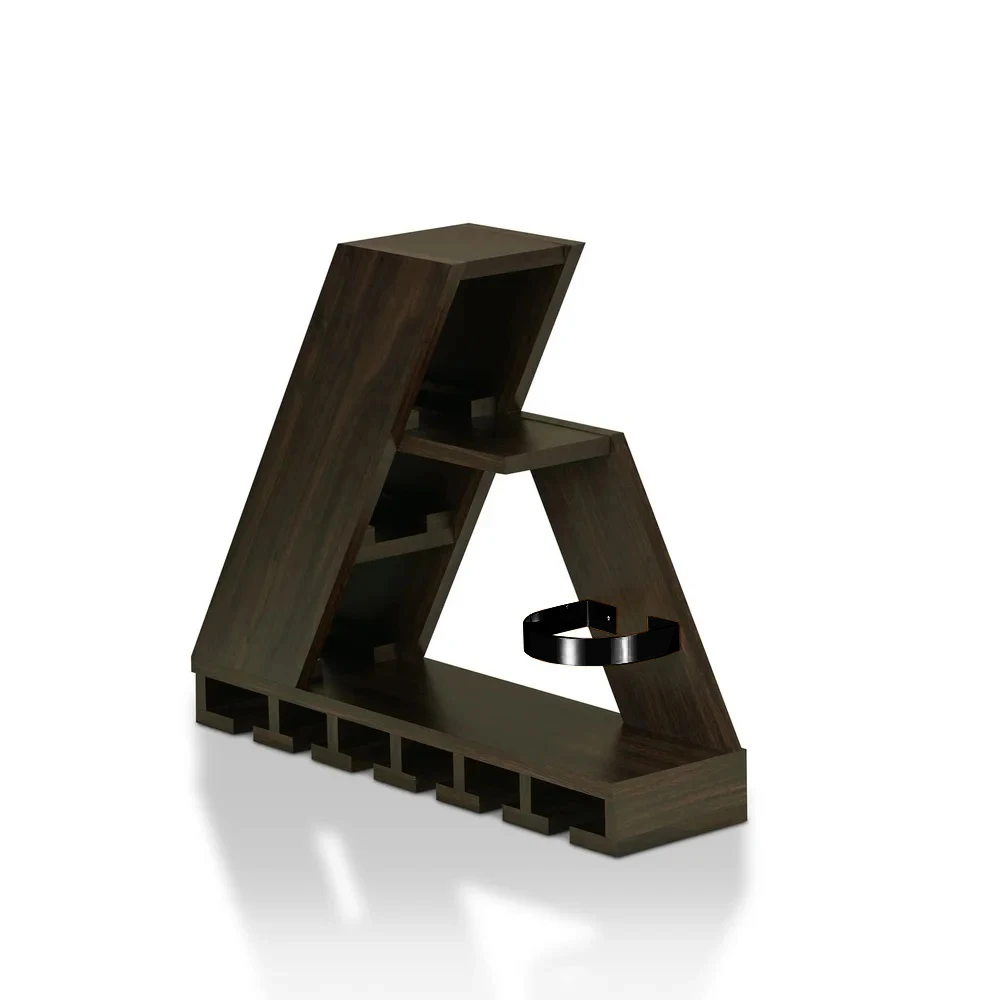 Modern Furniture of America 4-bottle Compact Floating Wine Rack in Brown Wood Hanging Wine Rack