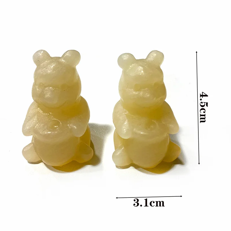 natural Crystal stone carving calcite stone bear statuel yellow Calcite bear sculpture for crystal crafts