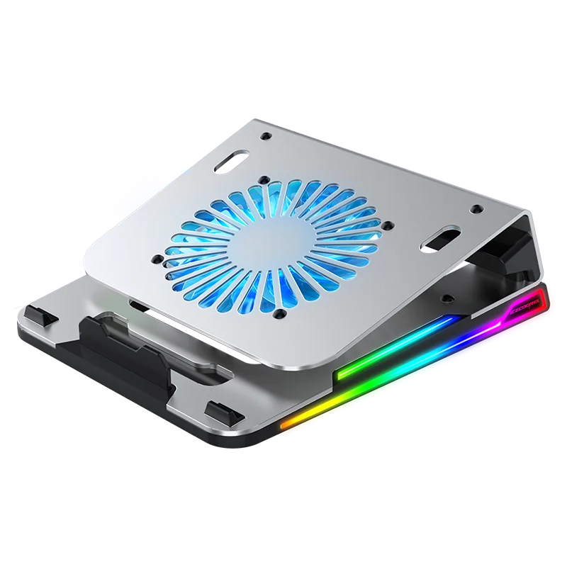 Wholesale Top Selling Laptop Stand Cooler   notebook cooling pad Aluminum Alloy RGB Effect 4 USB With Fan Chill Mat Stock Or OEM