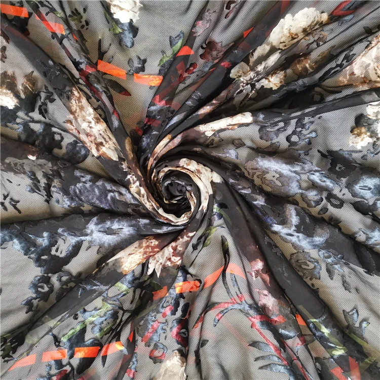 
Italian Burnout Silk Fabric Silk Viscose Blend Fabric Viscose Silk Fabric 