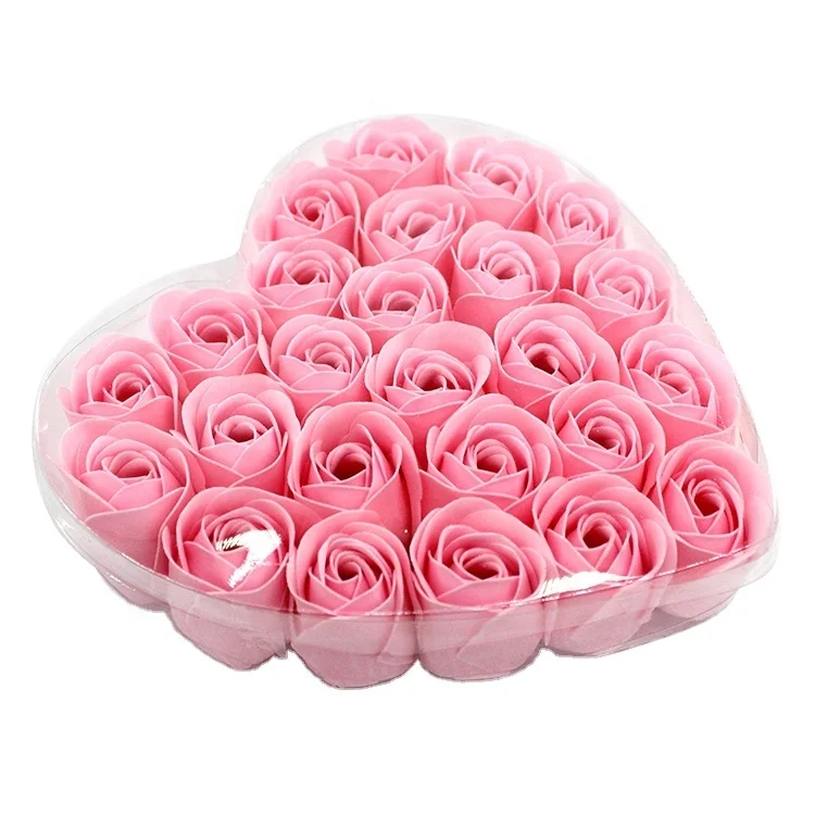 День Святого Валентина День матери, набор из 24 штук, Rrose мыло цветок подарочная коробка в форме сердца розы мыло цветок Отбеливающее увлажняющее мыло в виде бумаги