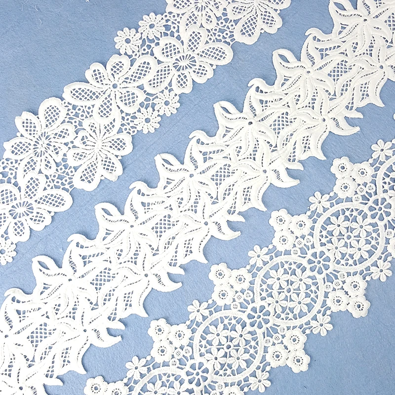 
Factory supplier white water - soluble embroidery lace for clothing trim 