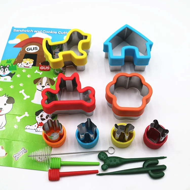 
Stainless steel dog bone cookie cutter Puppy paw print house biscuit cookie mold mini fruit cutters for kids lunches 
