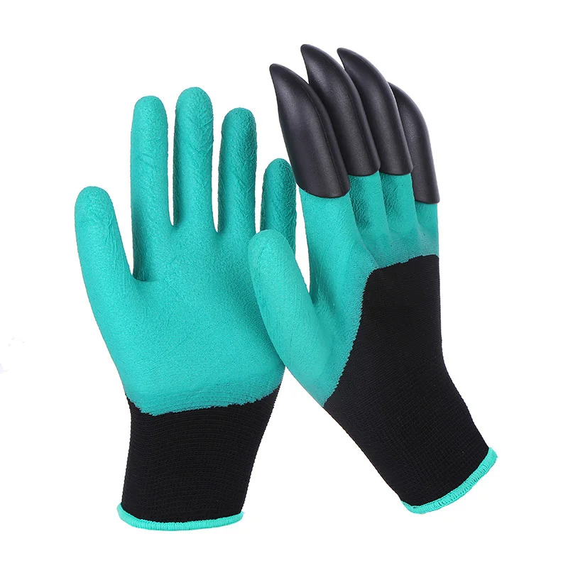 Green Foam Claw Gardening Gloves for Sand and Soil Digging: Landscaping, Planting, Protective Work Gloves