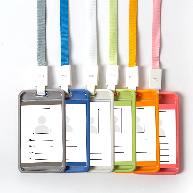 Custom Name Plate Clear Acrylic Bulk Business Trading ID Card Holder with Polyester Lanyard