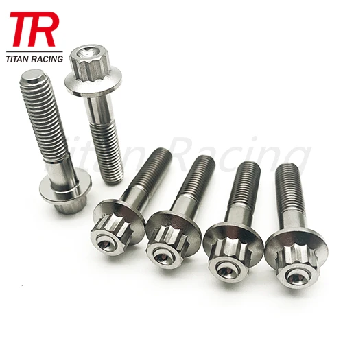 Customized m7x32 wheel bolt Gr5 titanium alloy split rim wheel hub 12 point flange bolt