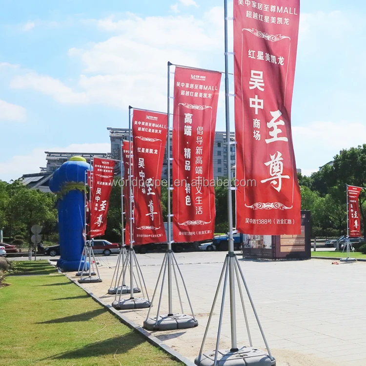 Telescopic Giant Water Injection Base Flag 3m,5m,7m Flag Pole Stand With Flag Banner