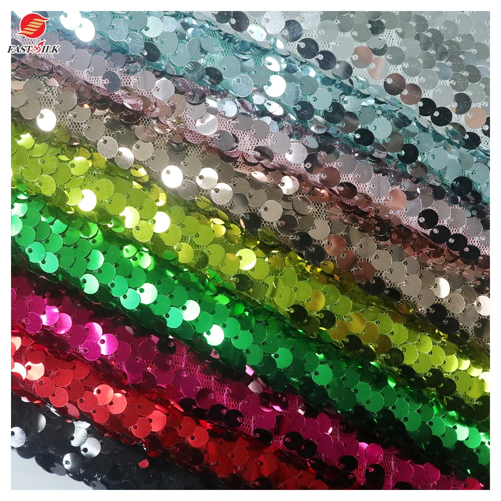 Fashion Multicolor textiles reversible gold mesh fabric sequin fabrics with sequins wedding dress glitter fabric
