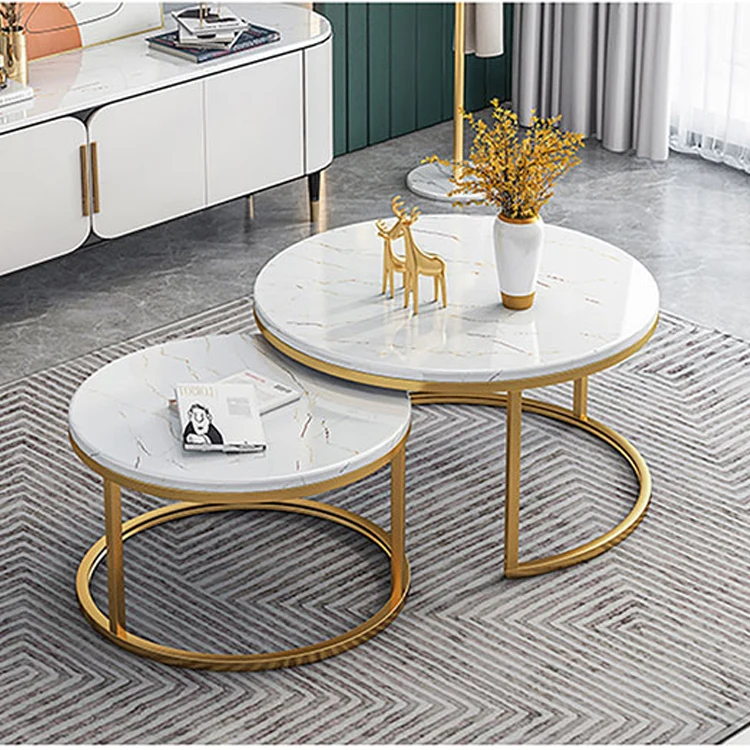 
Nordic Luxury Multifunctional Living Room Gold Modern Smart Marble MDF Wood Round Tea Table Sofa Side Simple Coffee Table/ 