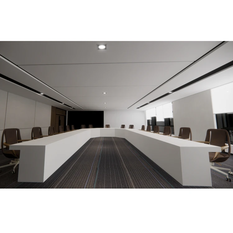 U Shape White Conference Table for 24 Persons Modern Conference Wood Conference Room Table and Chairs