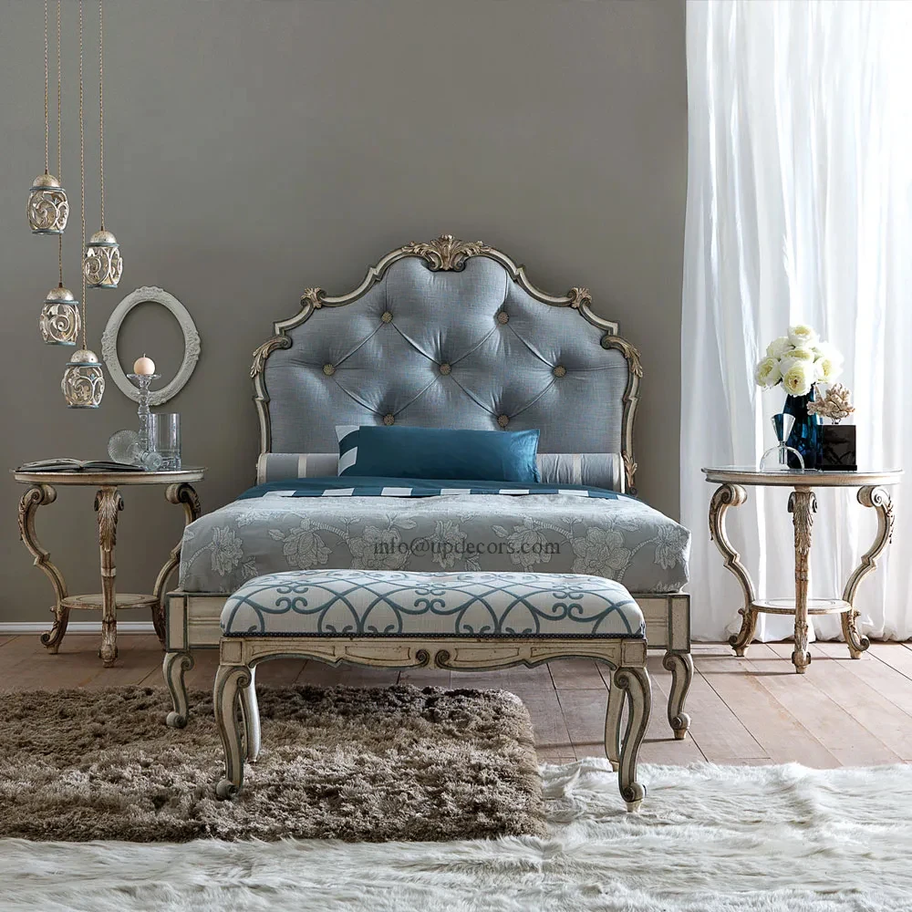 High end bespoke furniture Classic Style Bed Italian Designer Bed Button Upholstered Bed With Wholesale Price Bedroom Furniture