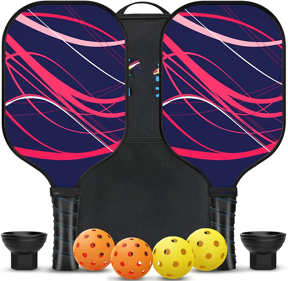 Pickleball Paddles Set  Fiberglass Polypropylene Honeycomb Core Pickle Ball Portable Bag 4 Pickleballs Indoor Outdoor