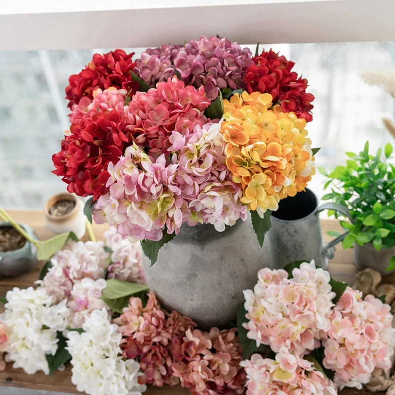 MW52666 Realistic Artificial Flowers Silk Hydrangeas Flower Arrangements for Festive Decorations