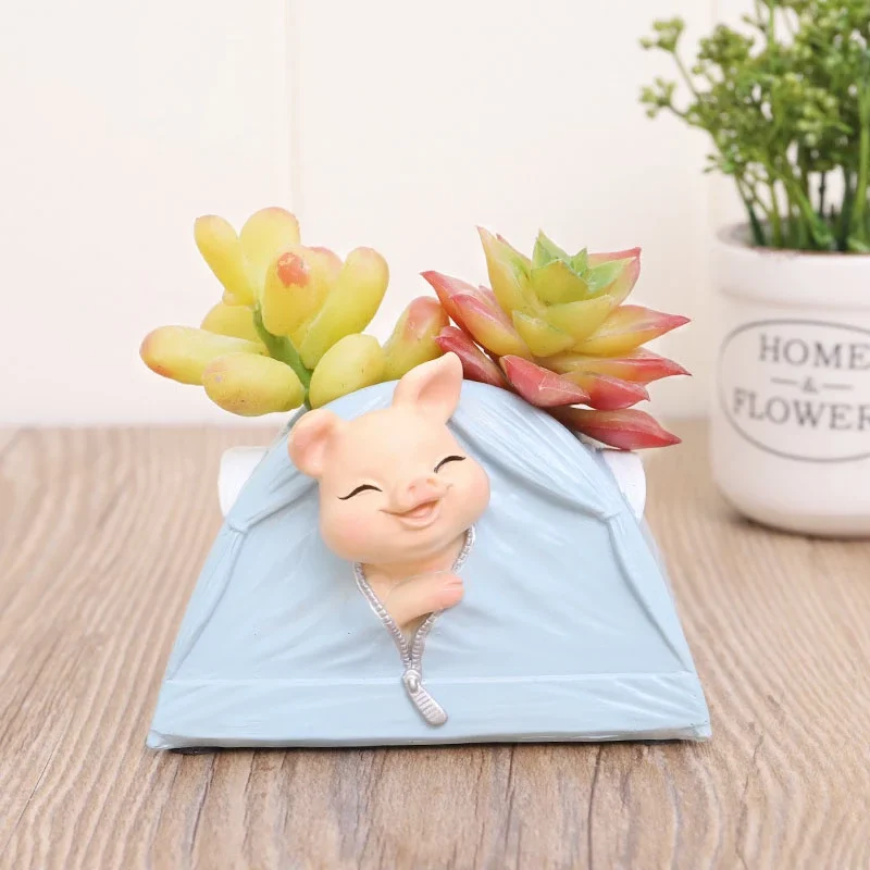 Roogo resin home decoration cute dog flowerpots