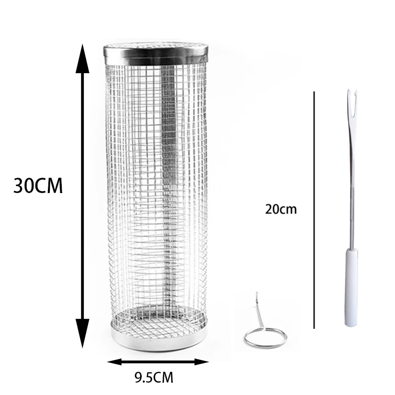 Wholesale barbecue cage stainless steel cylinder barbeque net BBQ barrel BBQ basket