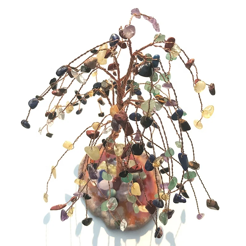 7 Chakra Healing Crystal Tree Wire Quartz Crystals Gemstone Money Tree Feng Shui Figurine Home Decoration