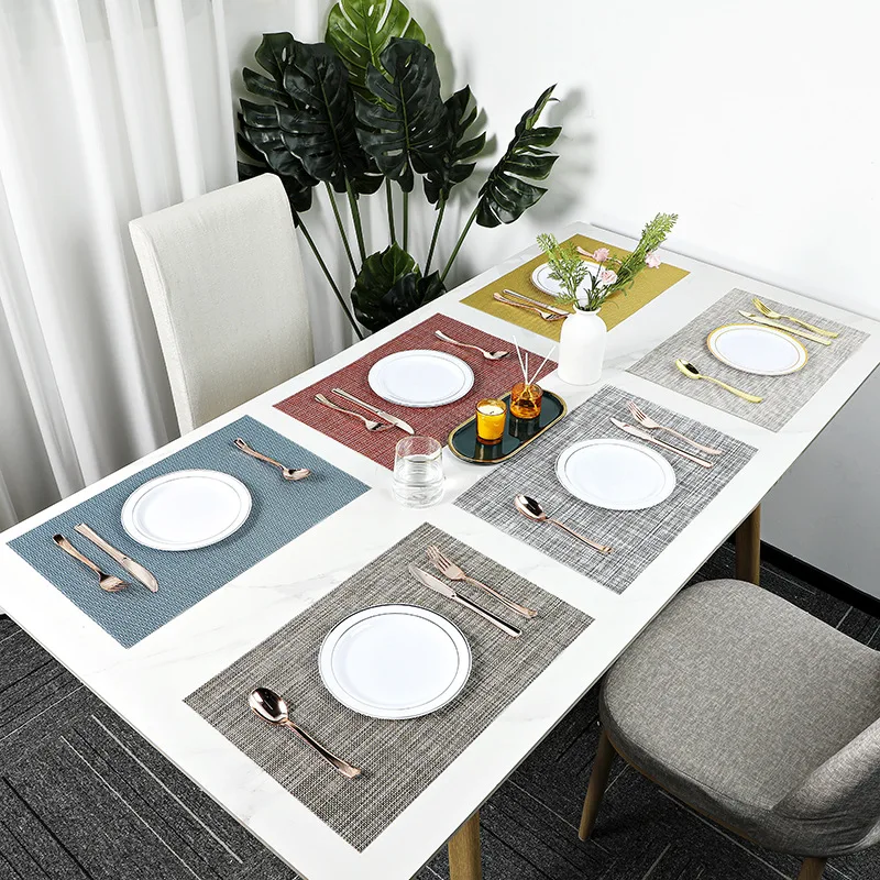 European style Dining Place Mat PVC Hotel Home Western Placemat Linen Insulated Caster Teslin Dinner Table Mat