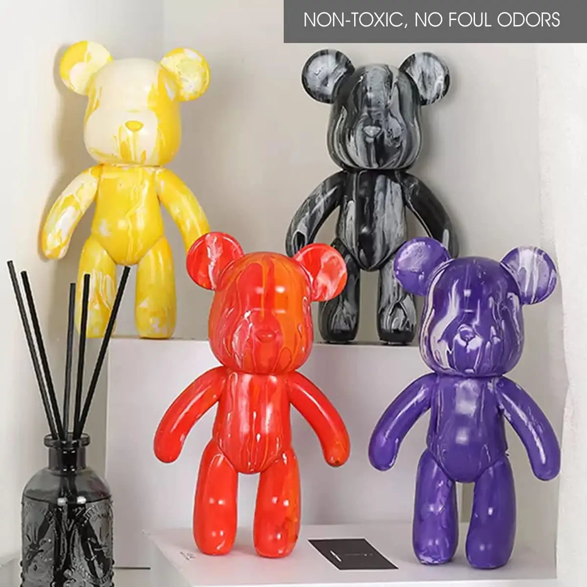 DIY Fluid Bear Painting Kit Teddy Bear Violent Bear Creative Home Decoration Handmade Doll for Birthday Gift
