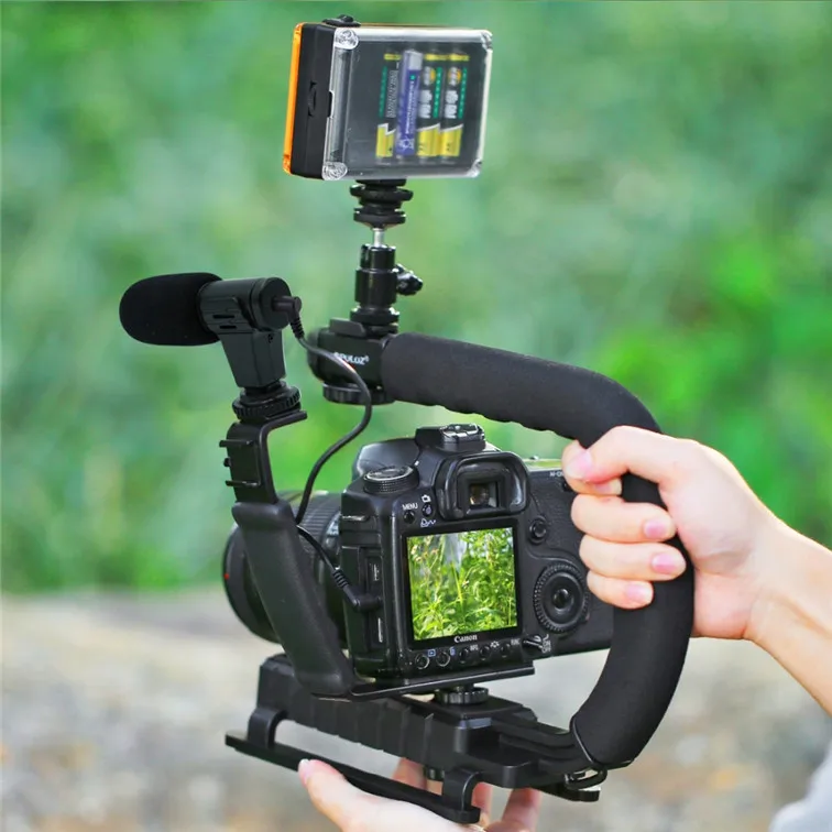  Горячая Распродажа профессиональный ручной стабилизатор для камеры DSLR со светодиодной подсветкой и