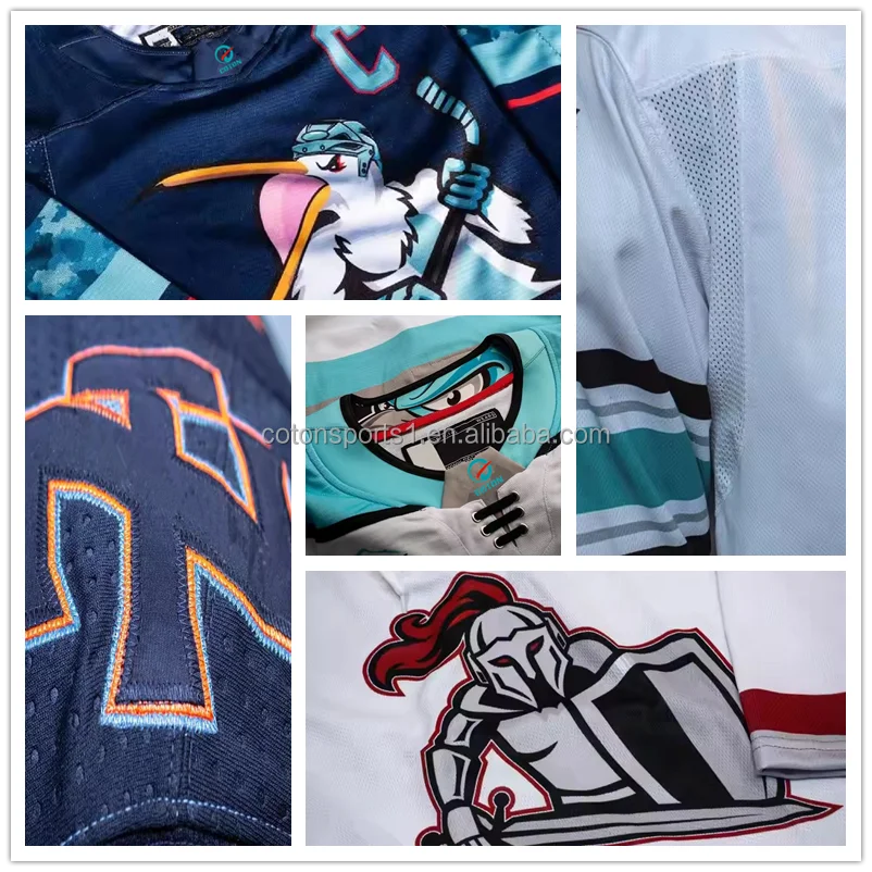 New Arrival Sublimation Print Custom Hockey Referee Team Set Embroidery Tackle Twill Wild Hockey Jerseys Made in China