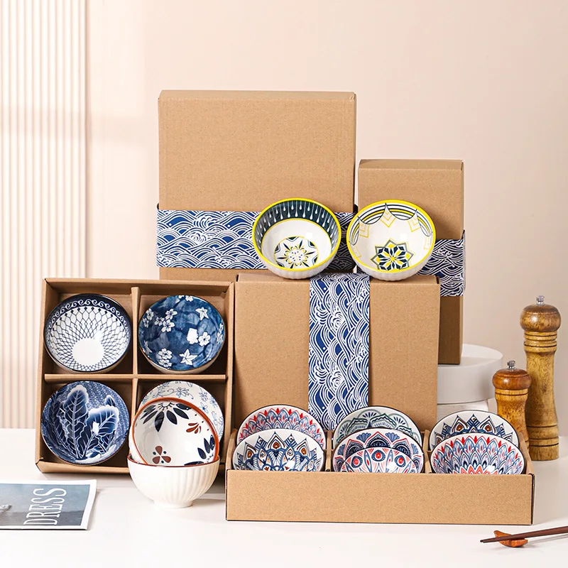 Trending products 2023 new arrivals 4.5 inch Japanese style rice bowl porcelain Ceramic Bowl set with gift box