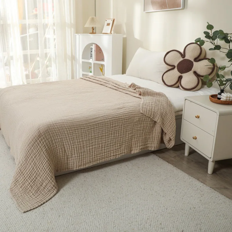 6 Layers Chunky Luxury 100% Cotton Gauze Throw Blanket Customized Size Soft Cotton Gauze Throws Blanket