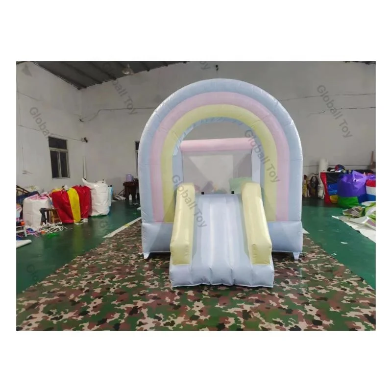 Rainbow pastel bounce house inflatable bouncer wedding party hire bouncy castle