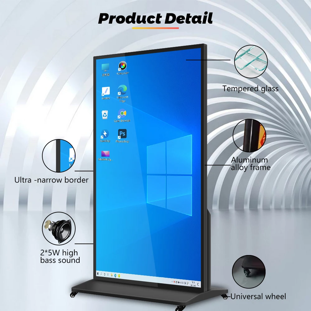 Full screen 75 85 98 inch Door type display stand vertical full screen poster display