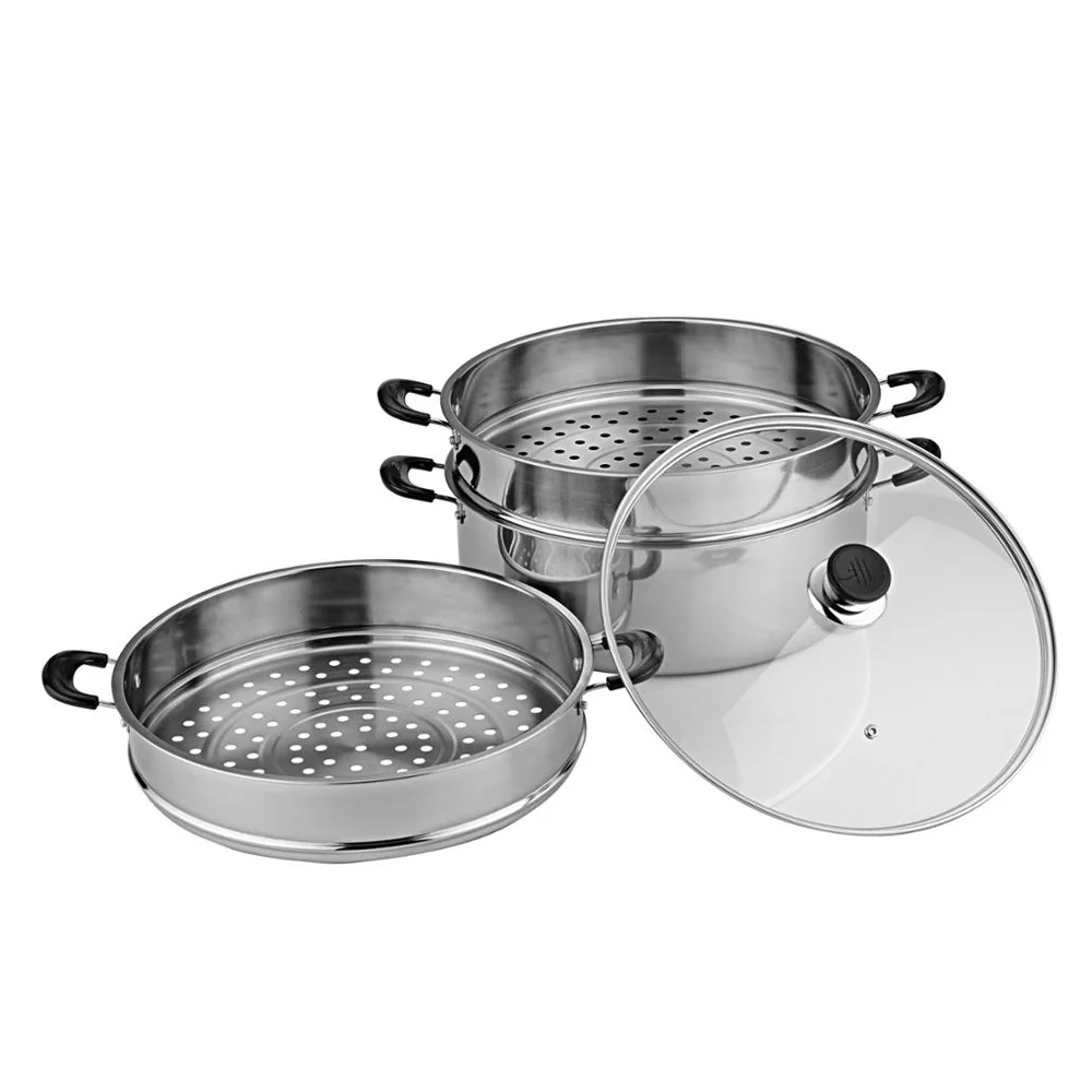 Wholesale multifunction cooking pot Stainless Steel Food Steamer pot with glass lid