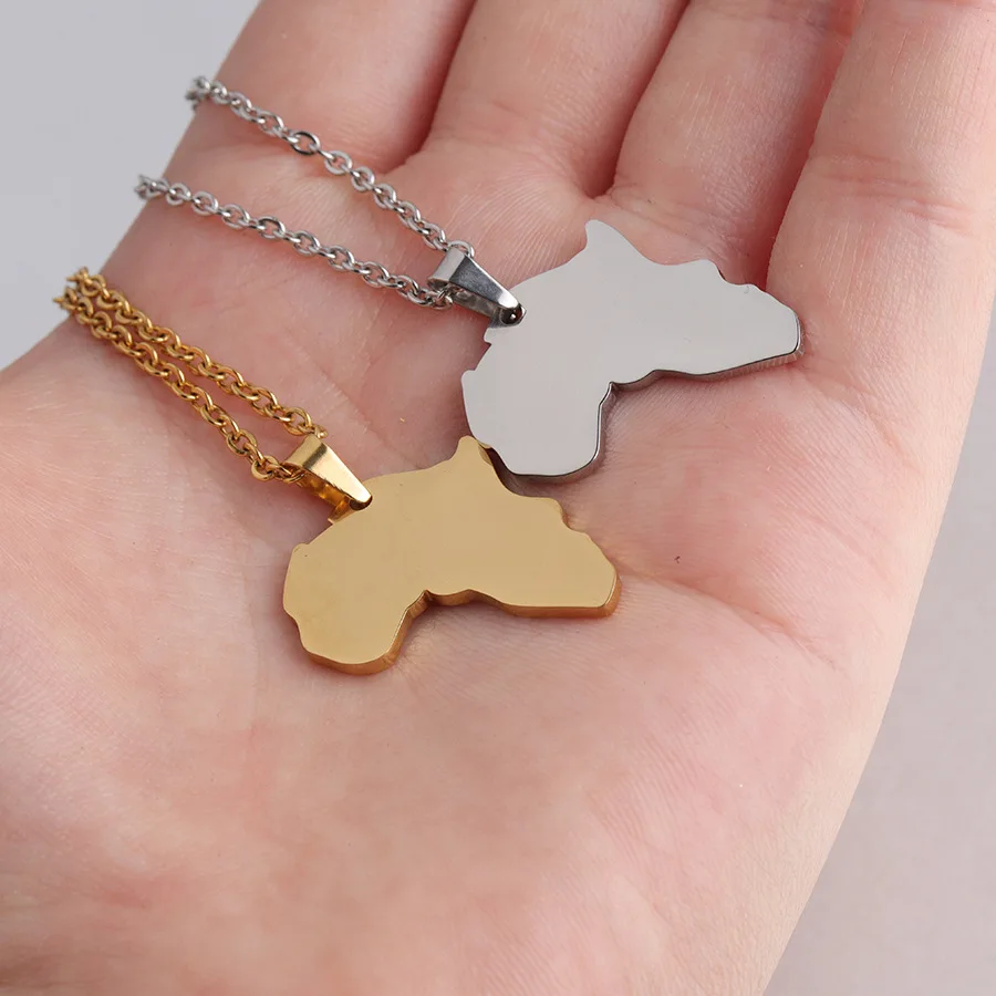 Wholesale Africa Gold Plated Map Personality Fashion Long Chain Necklace Pendant Jewelry