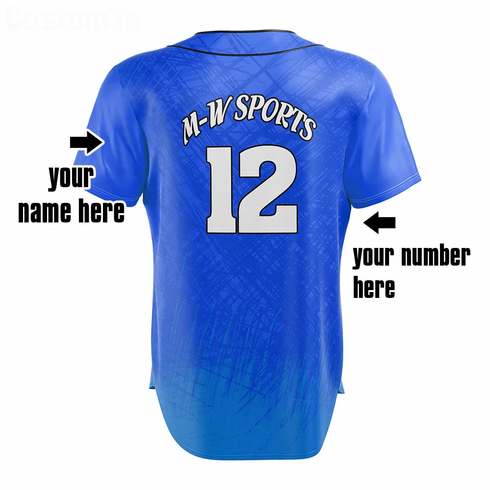 New Custom Full Button Training Baseball Jersey 100% Polyester Practice Softball Jerseys Shirt