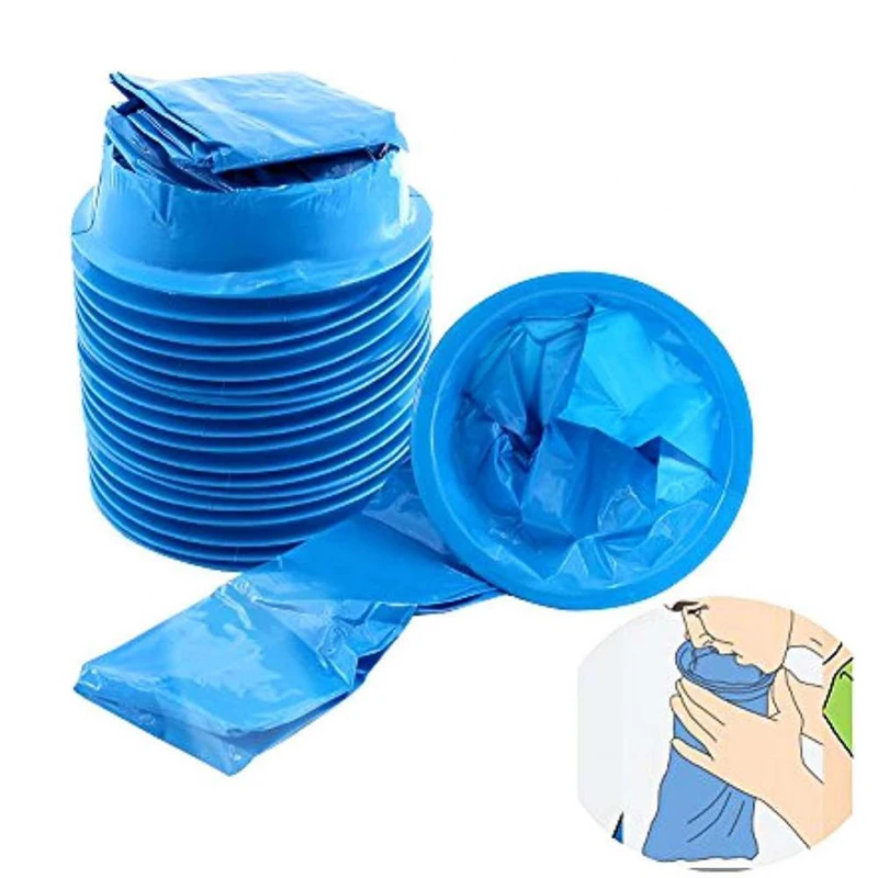 Outdoors Sickness Bag Travel Disposable Blue Emesis Plastic vomit bag