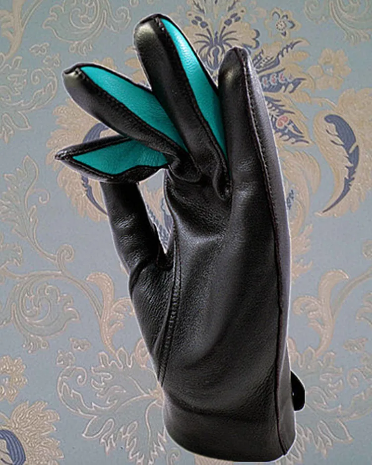 Superior Genuine Leather Cute Winter Ladies Long Black Leather Gloves