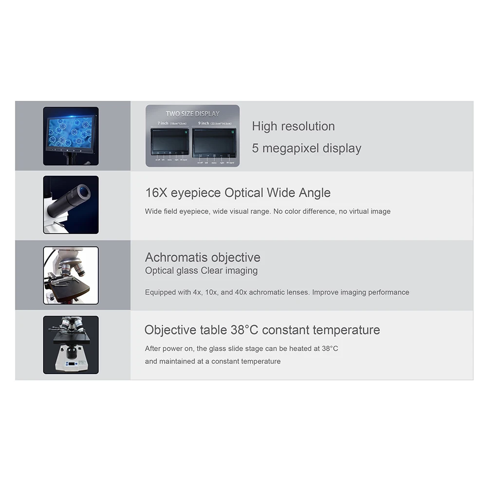 CE Medical JM-Q18 microscope digital biological 7 inch screen laboratory constant temperature microscope