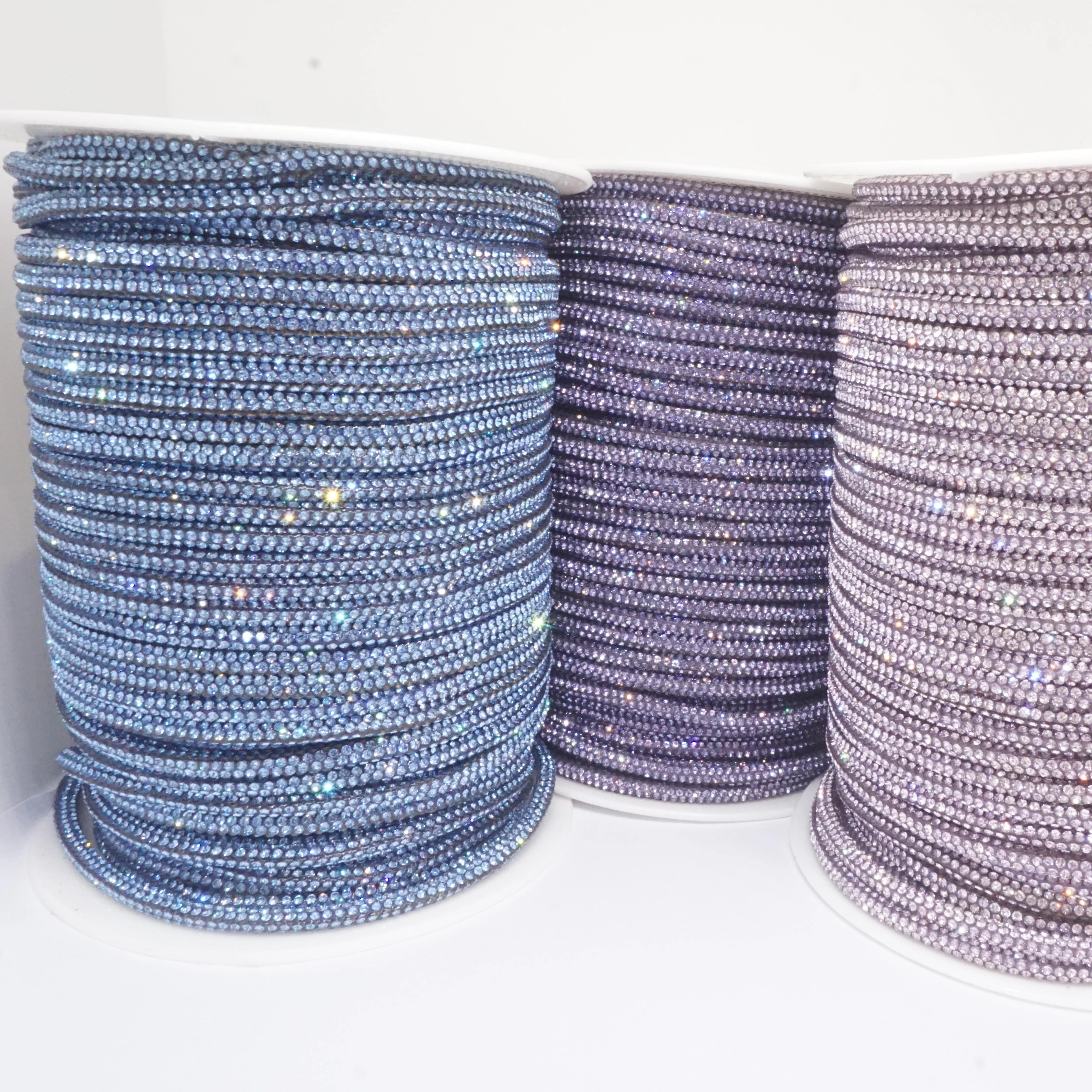6row Crystal Decorative Shoe Lace DIY Cord Water Diamond Rope Colorful Flash round Tube  Glass Garments Bags