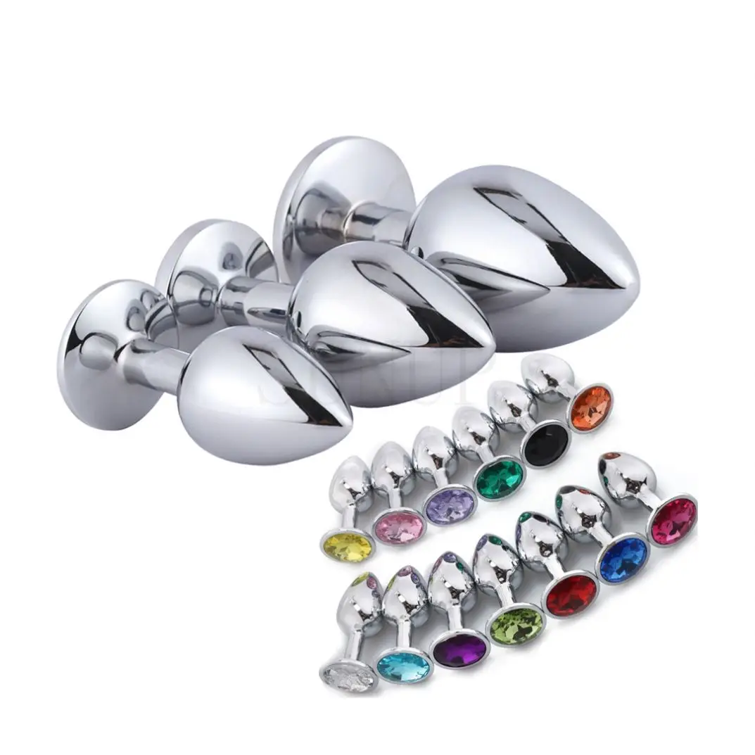 Free Custom Box - Sexy Adult Toy Silver Metal Aluminum Round Circular cone Multicolor Jewel Crystal Anal Butt Plug