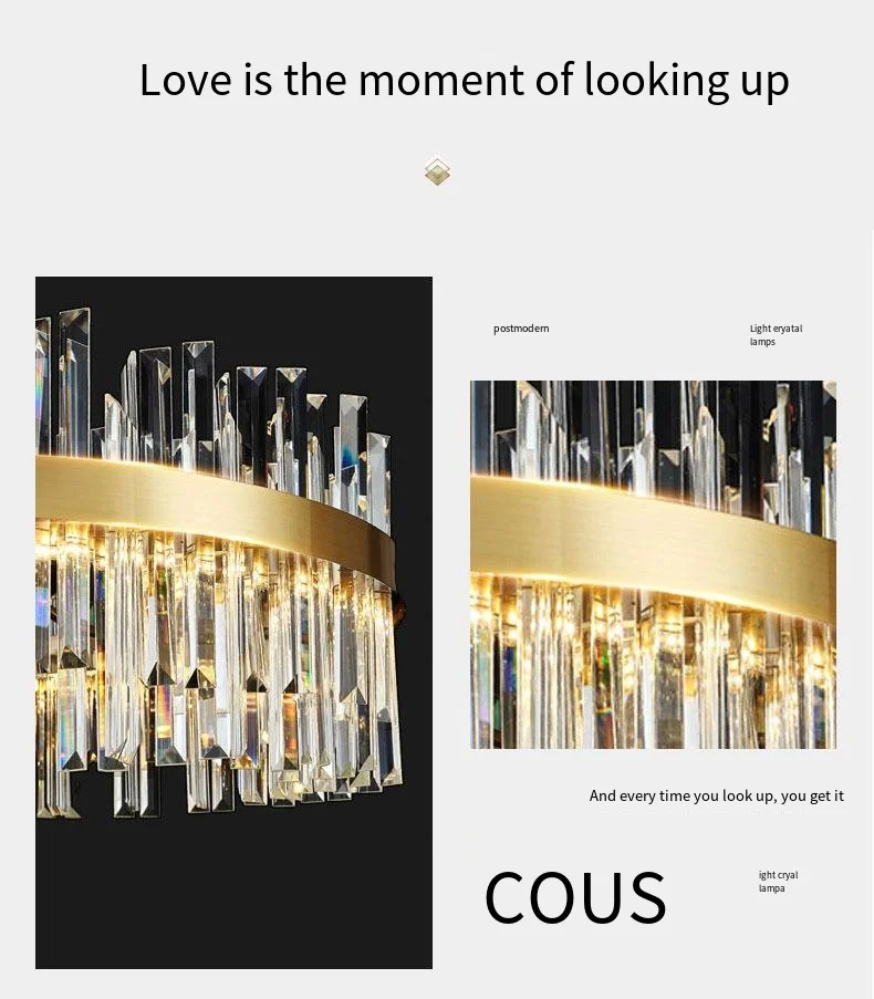 European LED Lamp Crystal Chain Luxury Chandelier Ceiling Lighting Indoor Decoration