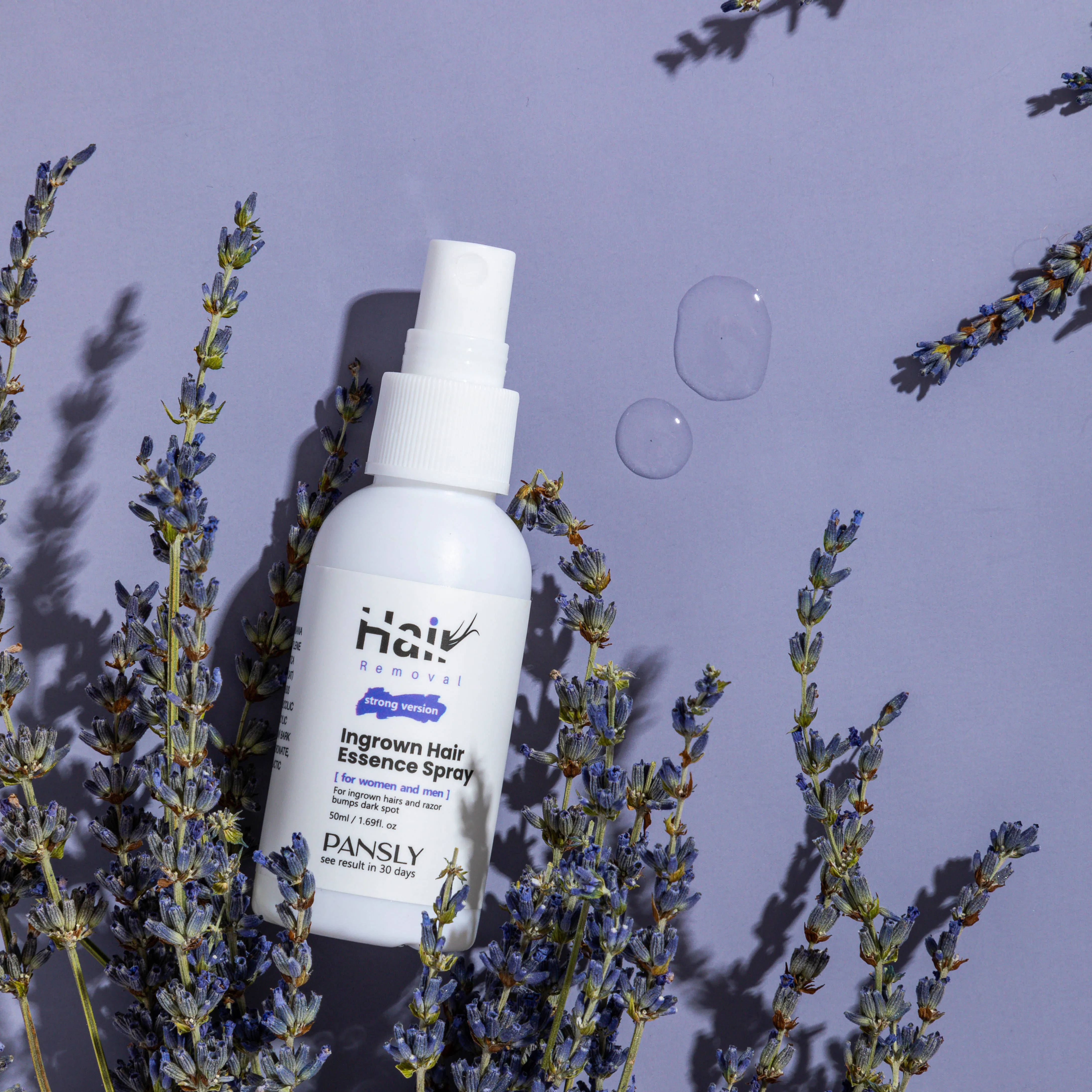 Pansly Private Label Razor Bumps After Shave Solution Roll On for Ingrown Hairs Razor Bump Stopper Lavender Ingrown Serum Spray