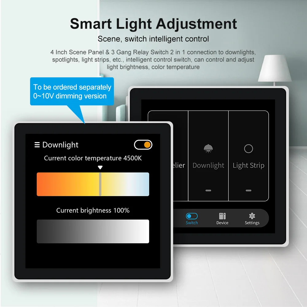 Smart lighting (3 Switch Panel) Control Touch Panel, With Tuya Zigbee 4 Inch In-wall Smart Home Touch Screen Panel