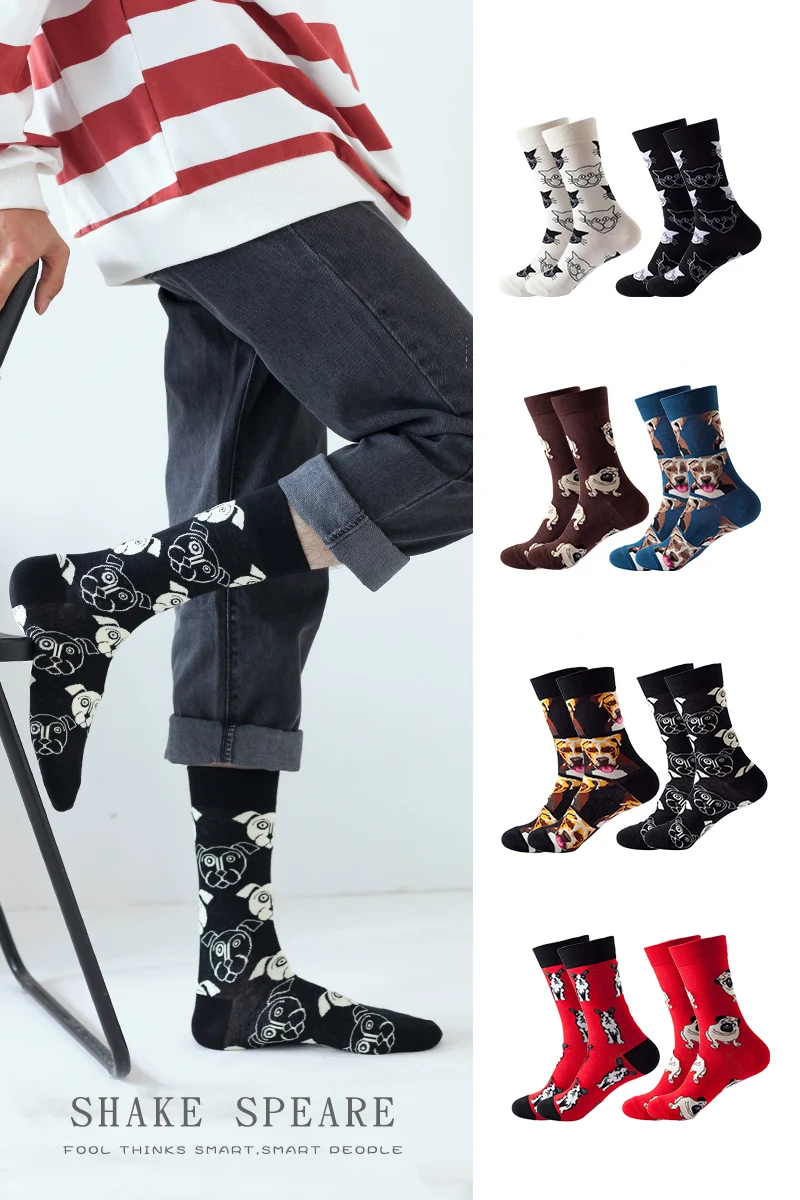 KTS -RTS Direct Sale  Animal Cute Dog Styles Pure Cotton Women Men Colorful Fancy Funny Happy Socks