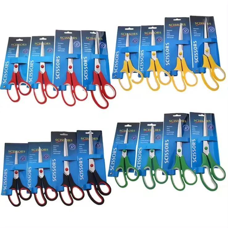 8 Inch Multicolor Stainless Steel Multipurpose Student & Office Scissors for Paper & Sewing Industrial Grade OEM Household Use