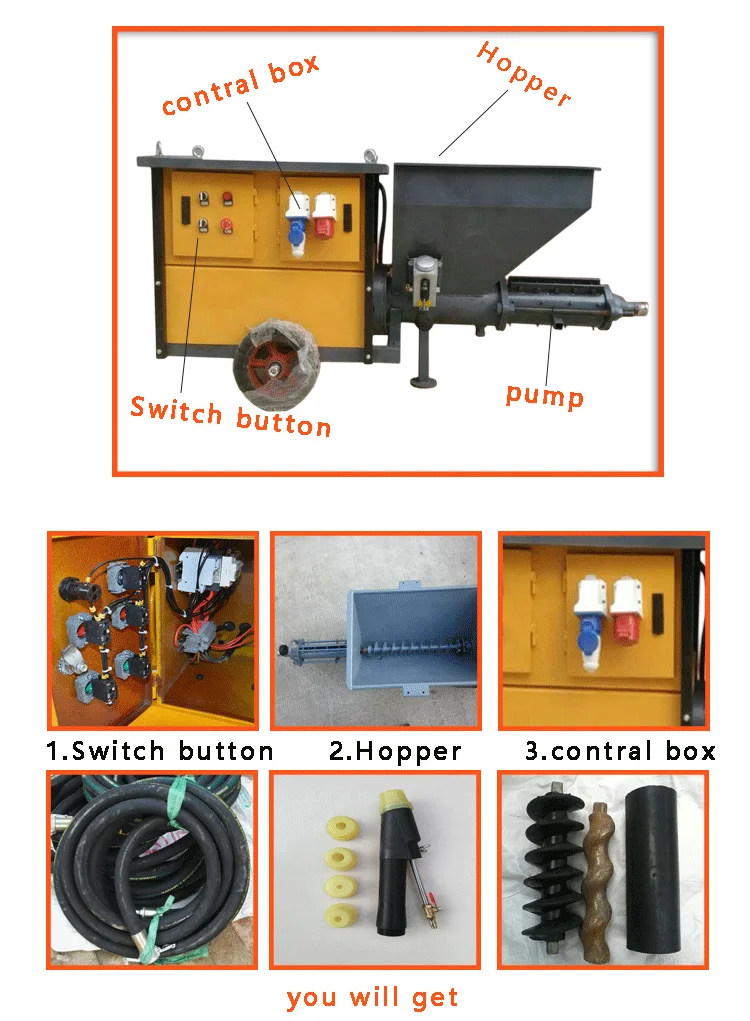 High Quality  Rotor Pump Filling Machine Cement Mortar Spraying Machine and Plaster Spray Machine with Screw Pump Stator for Mor