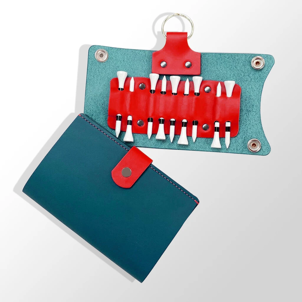 Factory Custom PU Leather Golf Tee Holder Waterproof Tee Organizer Golf Accessories with Clip