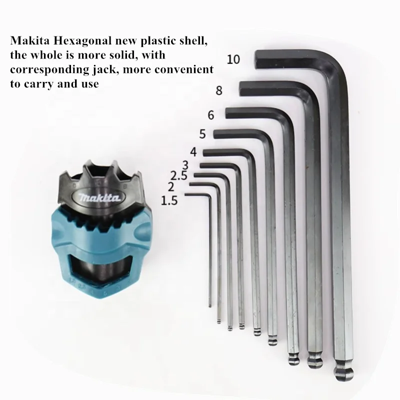 Original makita ball head L-type extended hex wrench set hex socket head screw 9pcs set maintenance tool
