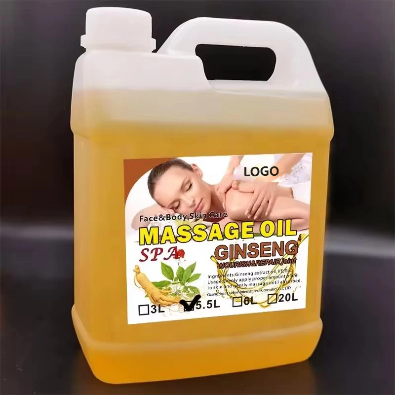 Highly Recommended OEM ODM 100% Pure 5.5 L Natural Organic Ginseng Body SPA Massage Oil For Skin Care Scar Removal And Repair