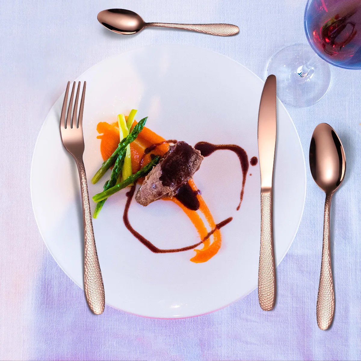 New Arrival Elegant Stainless Steel Cutlery Flatware Set Spoon and Fork Dinnerware Set for Wedding Restaurant