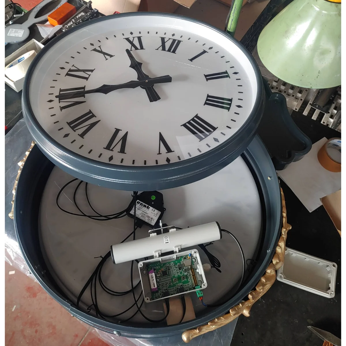 Made in Italy Antique Style Street Clock with Header GPS Synchronization Double Face for Parks, Gardens, Golf Courses